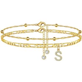26 Letters Anklet Zircon Letters Simple (Option: S)